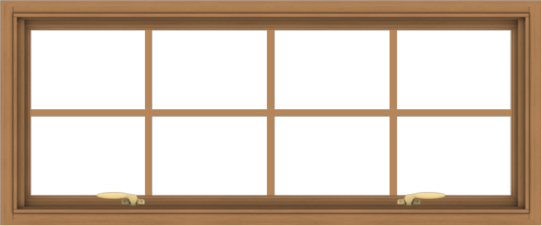 WDMA 48x20 (47.5 x 19.5 inch) Oak Wood Green Aluminum Push out Awning Window with Colonial Grids Interior