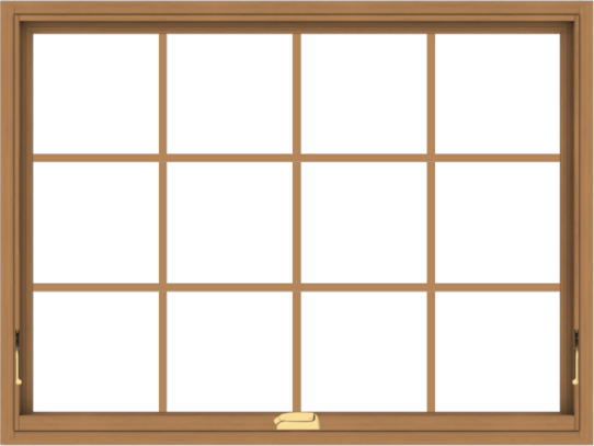 WDMA 48x36 (47.5 x 35.5 inch) Oak Wood Dark Brown Bronze Aluminum Crank out Awning Window with Colonial Grids Interior