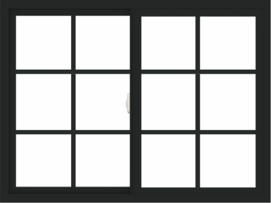 WDMA 48x36 (47.5 x 35.5 inch) Vinyl uPVC Black Slide Window with Colonial Grids Exterior