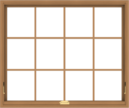 WDMA 48x40 (47.5 x 39.5 inch) Oak Wood Dark Brown Bronze Aluminum Crank out Awning Window with Colonial Grids Interior