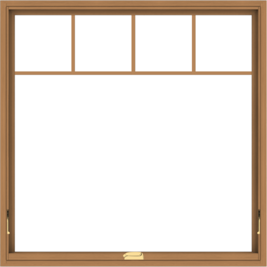 WDMA 48x48 (47.5 x 47.5 inch) Oak Wood Dark Brown Bronze Aluminum Crank out Awning Window with Fractional Grilles