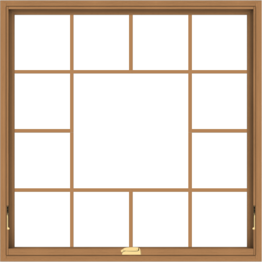 WDMA 48x48 (47.5 x 47.5 inch) Oak Wood Dark Brown Bronze Aluminum Crank out Awning Window without Grids with Victorian Grills