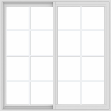 WDMA 48x48 (47.5 x 47.5 inch) Vinyl uPVC White Slide Window with Colonial Grids Exterior