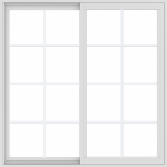 WDMA 48x48 (47.5 x 47.5 inch) Vinyl uPVC White Slide Window with Colonial Grids Exterior