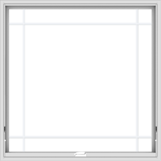 WDMA 48x48 (47.5 x 47.5 inch) White Vinyl uPVC Crank out Awning Window with Prairie Grilles