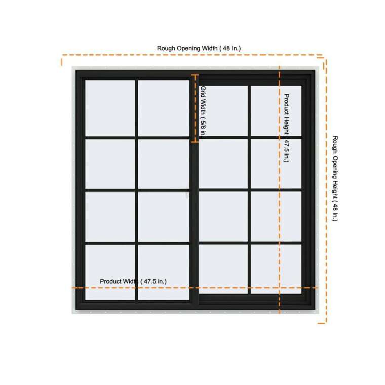 48x48 Vinyl Sliding Window Black With Colonial Grids Grilles Euro