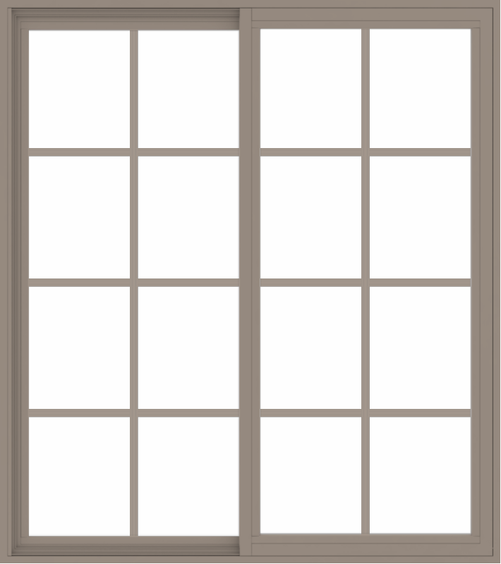 48x54-white-brown-black-vinyl-upvc-slide-window-with-Colonial-grids-4 WDMA 48x54 (47.5 x 53.5 inch) Vinyl uPVC Brown Slide Window with Colonial Grids Exterior