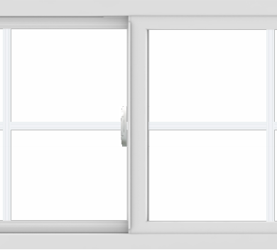 WDMA 54x24 (53.5 x 23.5 inch) Vinyl uPVC White Slide Window with Colonial Grids Exterior