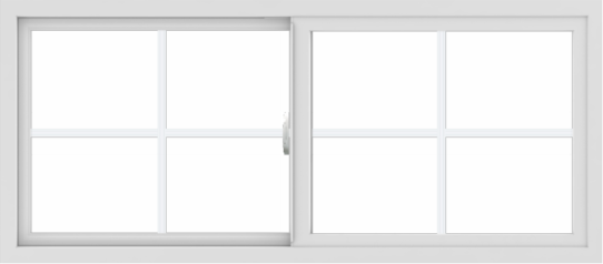 WDMA 54x24 (53.5 x 23.5 inch) Vinyl uPVC White Slide Window with Colonial Grids Exterior