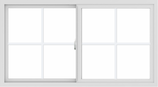 WDMA 54x30 (53.5 x 29.5 inch) Vinyl uPVC White Slide Window with Colonial Grids Exterior