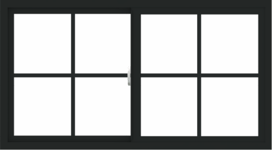 WDMA 54x30 (53.5 x 29.5 inch) Vinyl uPVC Black Slide Window with Colonial Grids Exterior