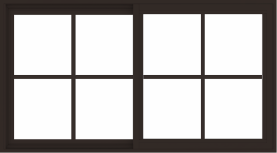 WDMA 54x30 (53.5 x 29.5 inch) Vinyl uPVC Dark Brown Slide Window with Colonial Grids Exterior