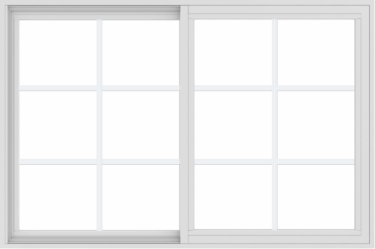 WDMA 54x36 (53.5 x 35.5 inch) Vinyl uPVC White Slide Window with Colonial Grids Exterior