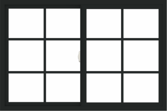 WDMA 54x36 (53.5 x 35.5 inch) Vinyl uPVC Black Slide Window with Colonial Grids Exterior