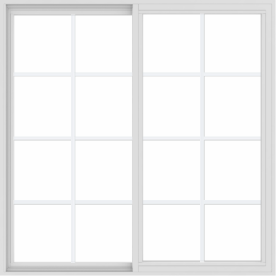 WDMA 54x54 (53.5 x 53.5 inch) Vinyl uPVC White Slide Window with Colonial Grids Exterior