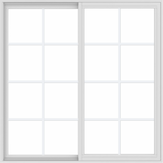 WDMA 54x54 (53.5 x 53.5 inch) Vinyl uPVC White Slide Window with Colonial Grids Exterior