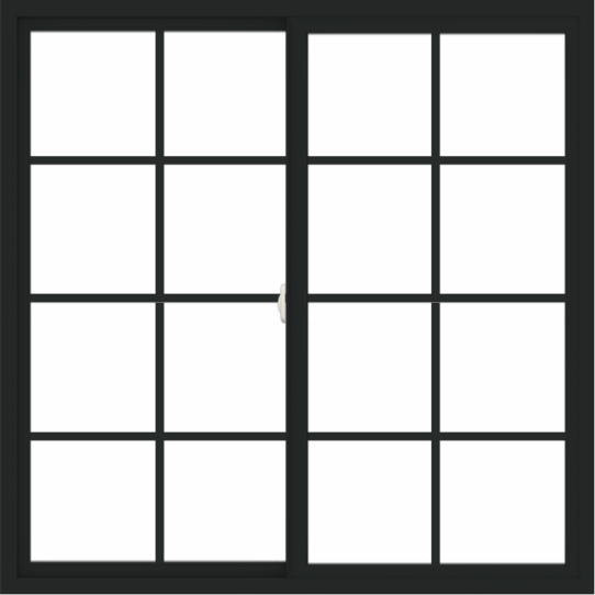 WDMA 54x54 (53.5 x 53.5 inch) Vinyl uPVC Black Slide Window with Colonial Grids Exterior