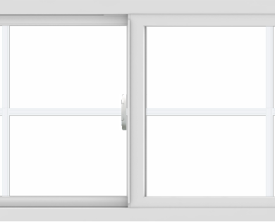 WDMA 60x24 (59.5 x 23.5 inch) Vinyl uPVC White Slide Window with Colonial Grids Exterior