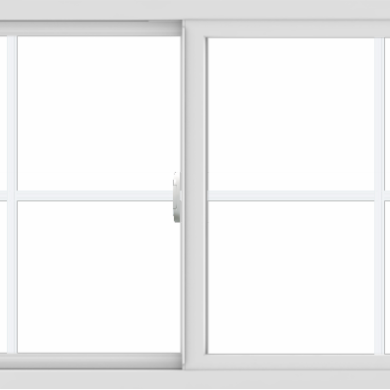 WDMA 60x30 (59.5 x 29.5 inch) Vinyl uPVC White Slide Window with Colonial Grids Exterior