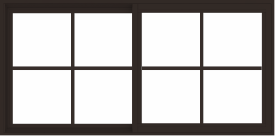 WDMA 60x30 (59.5 x 29.5 inch) Vinyl uPVC Dark Brown Slide Window with Colonial Grids Exterior