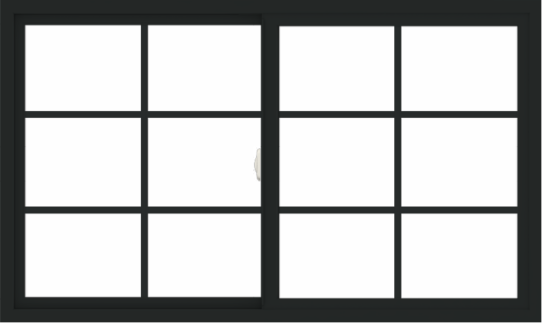 WDMA 60x36 (59.5 x 35.5 inch) Vinyl uPVC Black Slide Window with Colonial Grids Exterior