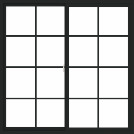 WDMA 60x60 (59.5 x 59.5 inch) Vinyl uPVC Black Slide Window with Colonial Grids Exterior