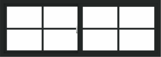 WDMA 66x24 (65.5 x 23.5 inch) Vinyl uPVC Black Slide Window with Colonial Grids Exterior