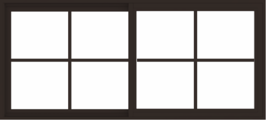 WDMA 66x30 (65.5 x 29.5 inch) Vinyl uPVC Dark Brown Slide Window with Colonial Grids Exterior