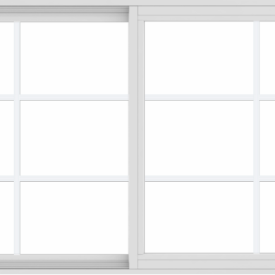 WDMA 66x36 (65.5 x 35.5 inch) Vinyl uPVC White Slide Window with Colonial Grids Exterior