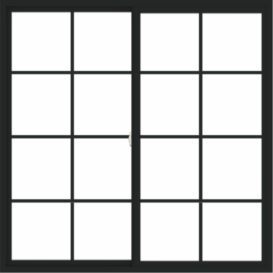 WDMA 66x66 (65.5 x 65.5 inch) Vinyl uPVC Black Slide Window with Colonial Grids Exterior