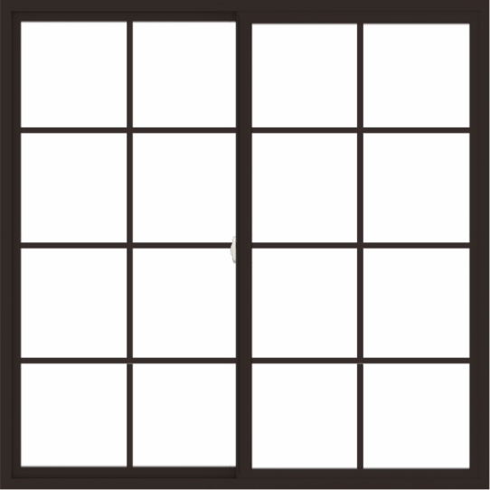 WDMA 66x66 (65.5 x 65.5 inch) Vinyl uPVC Dark Brown Slide Window with Colonial Grids Exterior