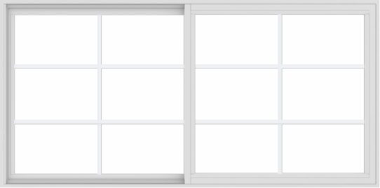 WDMA 72x36 (71.5 x 35.5 inch) Vinyl uPVC White Slide Window with Colonial Grids Exterior