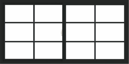 WDMA 72x36 (71.5 x 35.5 inch) Vinyl uPVC Black Slide Window with Colonial Grids Exterior