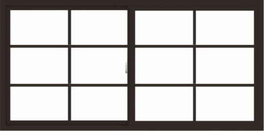 WDMA 72x36 (71.5 x 35.5 inch) Vinyl uPVC Dark Brown Slide Window with Colonial Grids Exterior