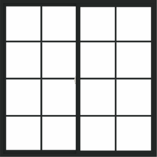WDMA 72x72 (71.5 x 71.5 inch) Vinyl uPVC Black Slide Window with Colonial Grids Exterior