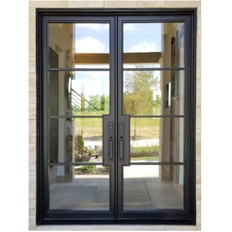 Double Glazing Carbon Steel Soundproof Used Exterior French Doors For