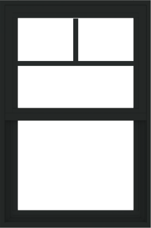 WDMA 24x36 (23.5 x 35.6 inch) black uPVC/Vinyl Single and Double Hung Window with Fractional Grilles Exterior