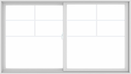 WDMA 84X48 (83.5 x 47.5 inch) White uPVC/Vinyl Sliding Window with Top Colonial Grids Grilles