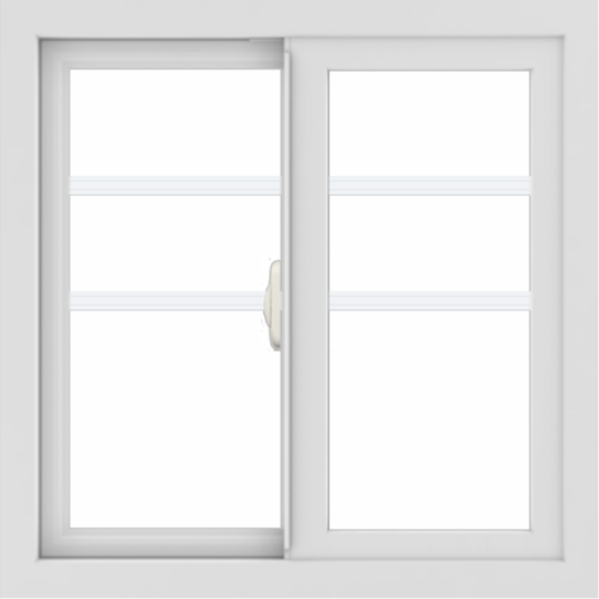 WDMA 24x24 (23.5 x 23.5 inch) black uPVC/Vinyl Slide Window with Top Colonial Grids Exterior