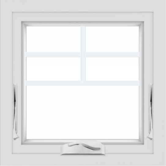 WDMA 24x24 (23.5 x 23.5 inch) White uPVC/Vinyl Crank out Awning Window with Top Colonial Grids