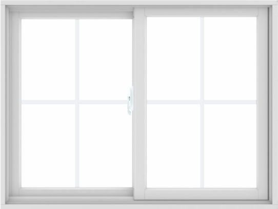 WDMA 48X36 (47.5 x 35.5 inch) White uPVC/Vinyl Sliding Window with Colonial Grilles