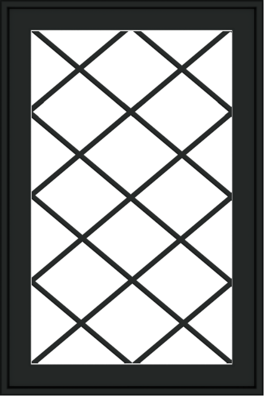WDMA 24x36 (23.5 x 35.6 inch) black uPVC/Vinyl Push out Casement Window with Diamond Grids Exterior