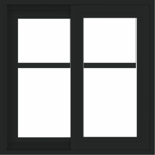 WDMA 24x24 (23.5 x 23.5 inch) black uPVC/Vinyl Slide Window with Fractional Grilles Exterior