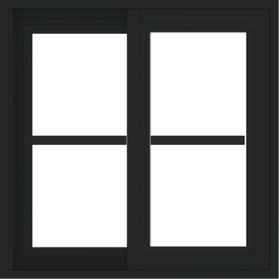 WDMA 24x24 (23.5 x 23.5 inch) black uPVC/Vinyl Slide Window with Colonial Grilles Exterior