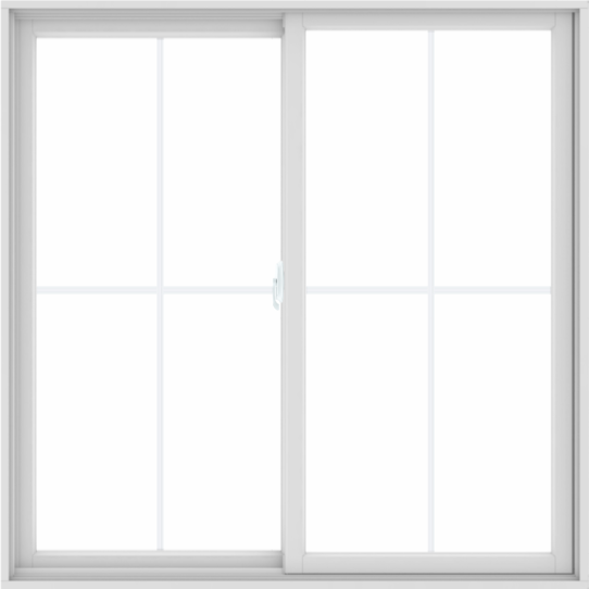 WDMA 60X60 (59.5 x 59.5 inch) White uPVC/Vinyl Sliding Window with Colonial Grilles