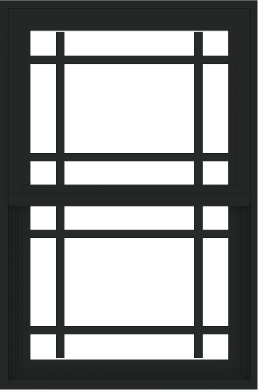 WDMA 24x36 (23.5 x 35.6 inch) black uPVC/Vinyl Single and Double Hung Window with Prairie Grilles Exterior