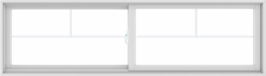 WDMA 84X24 (83.5 x 23.5 inch) White uPVC/Vinyl Sliding Window with Fractional Grilles