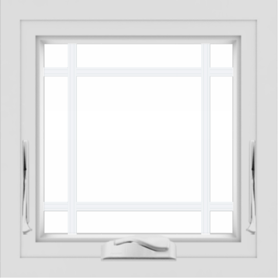 WDMA 24x24 (23.5 x 23.5 inch) White uPVC/Vinyl Crank out Awning Window with Prairie Grilles