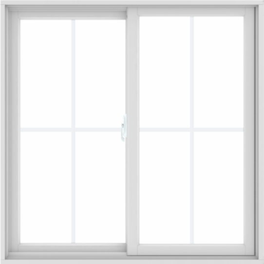 WDMA 48X48 (47.5 x 47.5 inch) White uPVC/Vinyl Sliding Window with Colonial Grilles