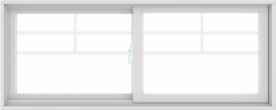 WDMA 60X24 (59.5 x 23.5 inch) White uPVC/Vinyl Sliding Window with Top Colonial Grids Grilles